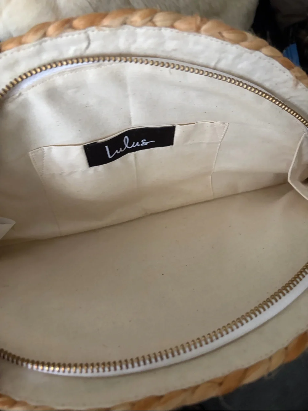Lulus Lines in the Sand Beige Woven Tassel Half Moon Clutch